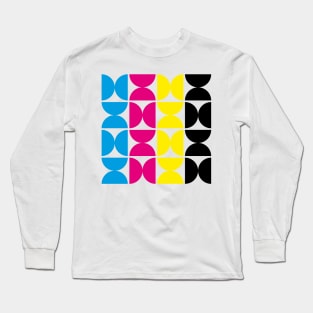 CMYK Colorful Modern Geometric Pattern Long Sleeve T-Shirt